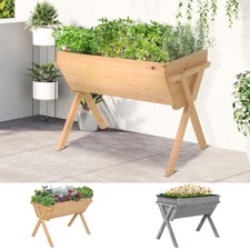 Garden Wooden Planter Flower Riased Bed Container Plant Stand Box