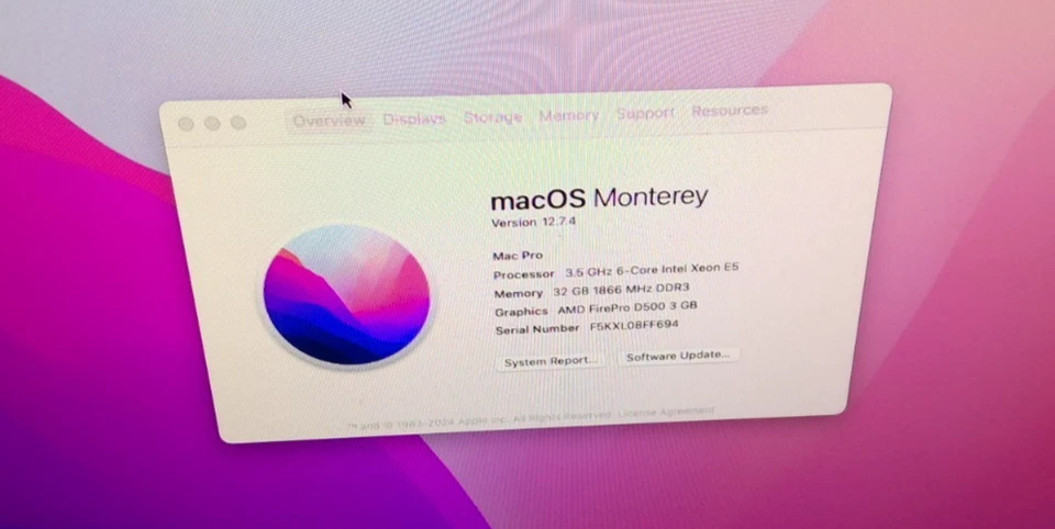 Apple Mac Pro A1481 Xeon E5 3.5GHz 32GB 256GB FirePro D500 3GB DESKTOP - Image 4 of 4