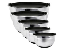 Premium Stainless Steel Mixing Bowls with Lids and Non-Slip Base (Set of 5)