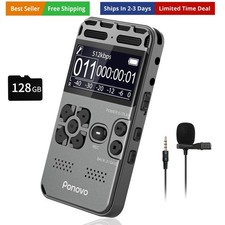 136GB Digital Voice Recorder with Playback, 1536Kbps Dual Microphone Stereo A...