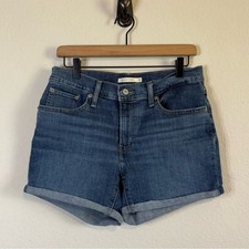 Levis Dark Wash Denim Mid Length Classic Rolled Cuff Hem Shorts Size 30