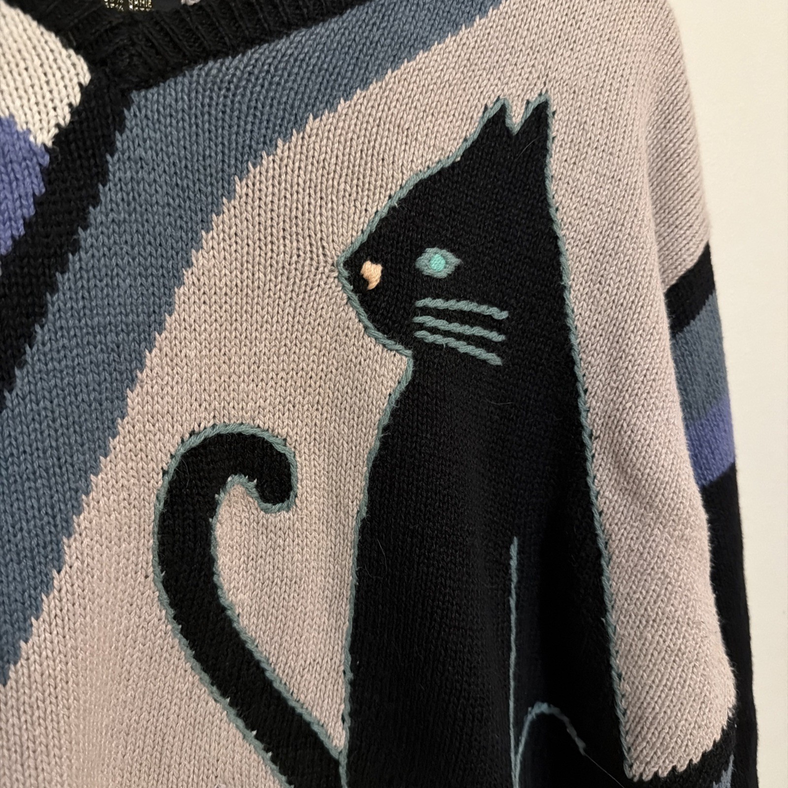 Vintage Bob Mackie Wearable Art Cat Sweater - image 3