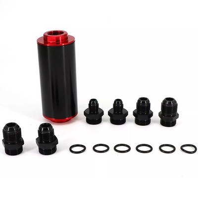 Inline Fuel Filter High Flow 100 Micron Cleanable 6AN/8AN/10AN Adapter Universal