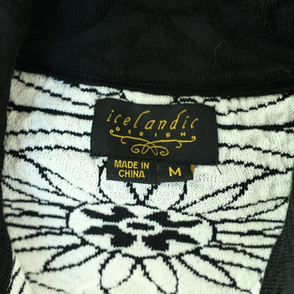 Cárdigan de diseño islandés suéter de esquí para mujer mediano negro/blanco floral nórdico Foto 2 de 4