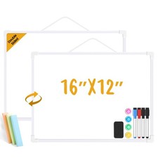 Lumspax 16x12 Double Sided Dry Erase Board with Markers, Magnets, Notes