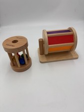 MontiKids Wooden Montessori Baby Toy Set Roller Drum  Ball Rattle Cage Sensory