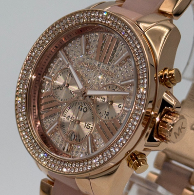 MICHAEL KORS MK6096 Wren Rose Gold Crystal Pave Dial Chronograph