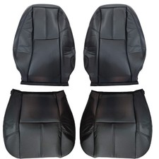 Driver Passenger Leather Seat Covers Black For 07-14 Chevy Silverado 1500 2500