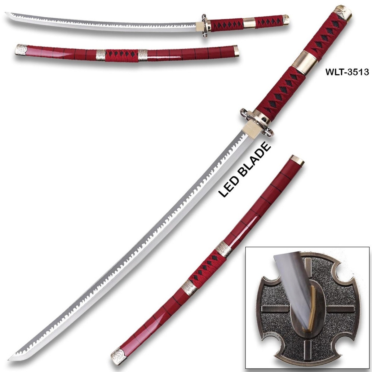 lumignon suèdebijou one-piece LED Light-Up Zoro Wado Ichimonji Sword One Piece Anime Wood Blade