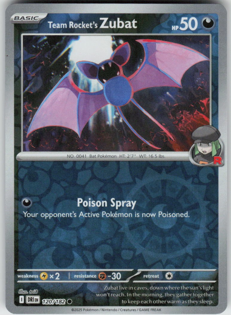 Team Rocket's Zubat 120/182 Common Destined Rivals Pokemon Reverse Holo NM