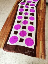 Vintage 1960s Schiaparelli Silk Geometric Scarf Pink Brown Polka Dot Archive