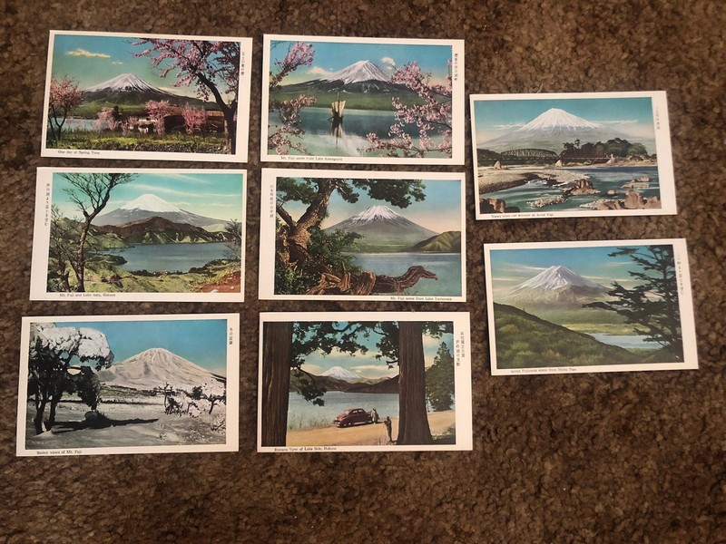 Vintage Postcard Set Of 8 In Envelope, Mt Fuji, Japan, Fakuda Cards