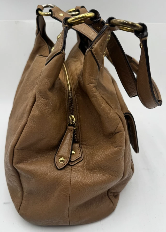 Bolsa de mão feminina Coach Campbell bolsos de couro marrom alça dupla bolsa de ombro - Imagem 4 de 4