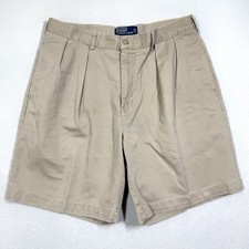 Vintage Polo Ralph Lauren Shorts Mens 34 Tyler Pleated Cotton Chino Short Khaki