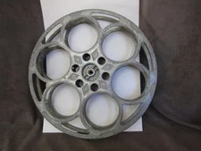 Vintage Goldberg Cast Aluminum Art Deco Reel 15" - Empty Movie Film Take up cl