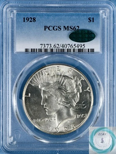 1928 Peace Dollar PCGS MS62 w/CAC - A Clean Vintage White 62!!!