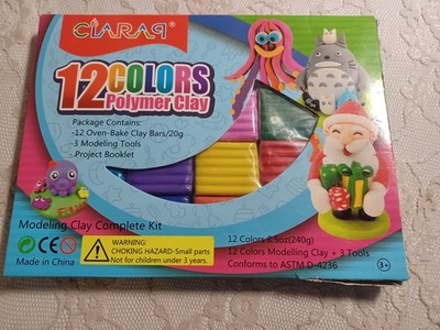 12 Colors Small Block Polymer Clay Starter Kit, Oven Bake Molding Modeling Clay