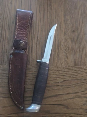 Case XX USA Stacked Leather 3 FINN SSP Knife original leather distressed sheath - Image 1 of 4