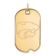 Yellow 925 Silver LogoArt Kansas State University Wildcat LG Dog Tag Pendant