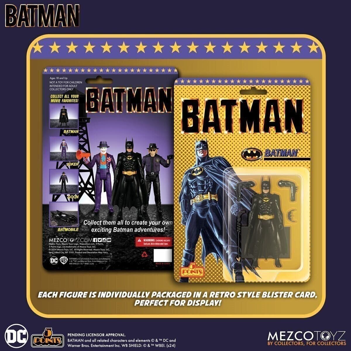 Mezco Toyz Batman 1989: Batman - 5 Points Collection Action Figure