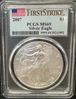 2007 $1 American Silver Eagle MS69 PCGS First Strike