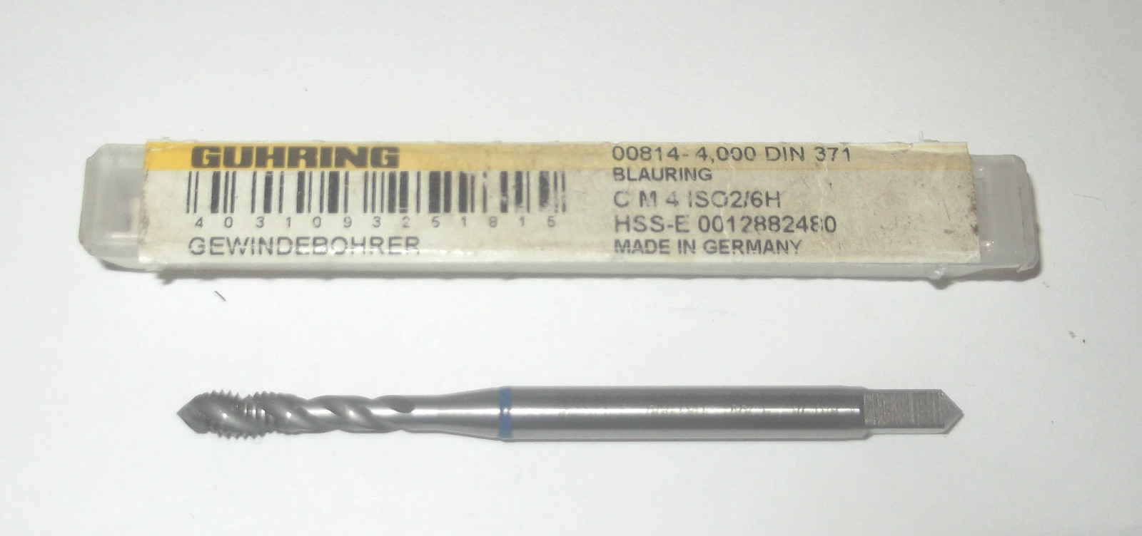 GUHRING 814 M4 X 0.7 TAP METRIC BLUE RING SPIRAL FLUTE 4mm HSSE
