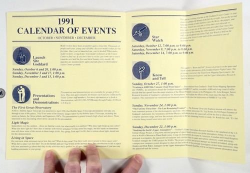 1991 NASA GODDARD SPACE FLIGHT CENTER Event Calendar TOURS & LECTURES brochure - 第 2/4 張圖片