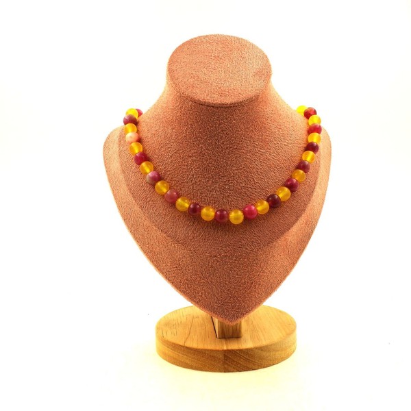 Edelsteine Und Halbedelsteine Perlenkette Achat Gelb + Tourmalin Melone-image