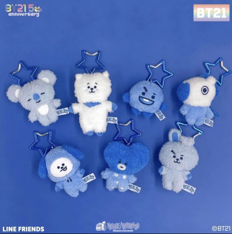 BTS BT21 レインボーカラーマスコット CHIMMY 7色セット BTS BT21 CHIMMY Mascot Blue 5th Anniversary Rainbow Village