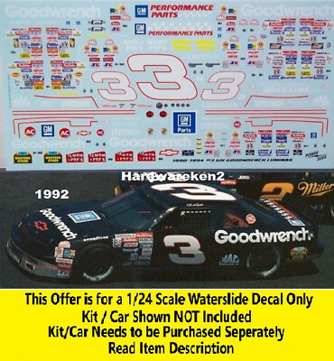 NASCAR DECAL # 3 GOODWRENCH 1992 CHEVROLET LUMINA DALE EARNHARDT - 1/24