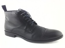 HUGO BOSS Dress Ankle Boots Black Genuine Leather Italy Men's US 9 EU 42 525