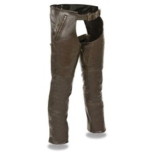 Retro Brown Leather Motorcycle Chaps - 1191RT