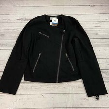 Marrakech Washed Black Mollie Cotton Moto Jacket Women Size Xl New Zipper Featur