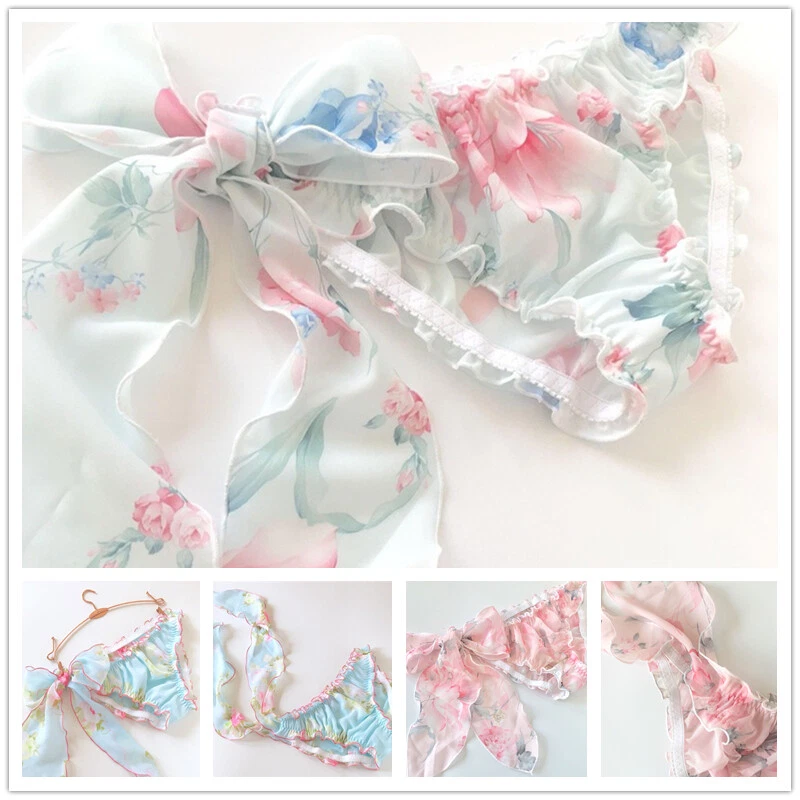 Chiffon Blumenmuster Unterwäsche Höschen Slip Lingerie Schnürer Rüschen Sexy - Bild 2 von 4