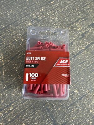 (100-Pk) Ace Insulated Butt Wire Connectors 34559