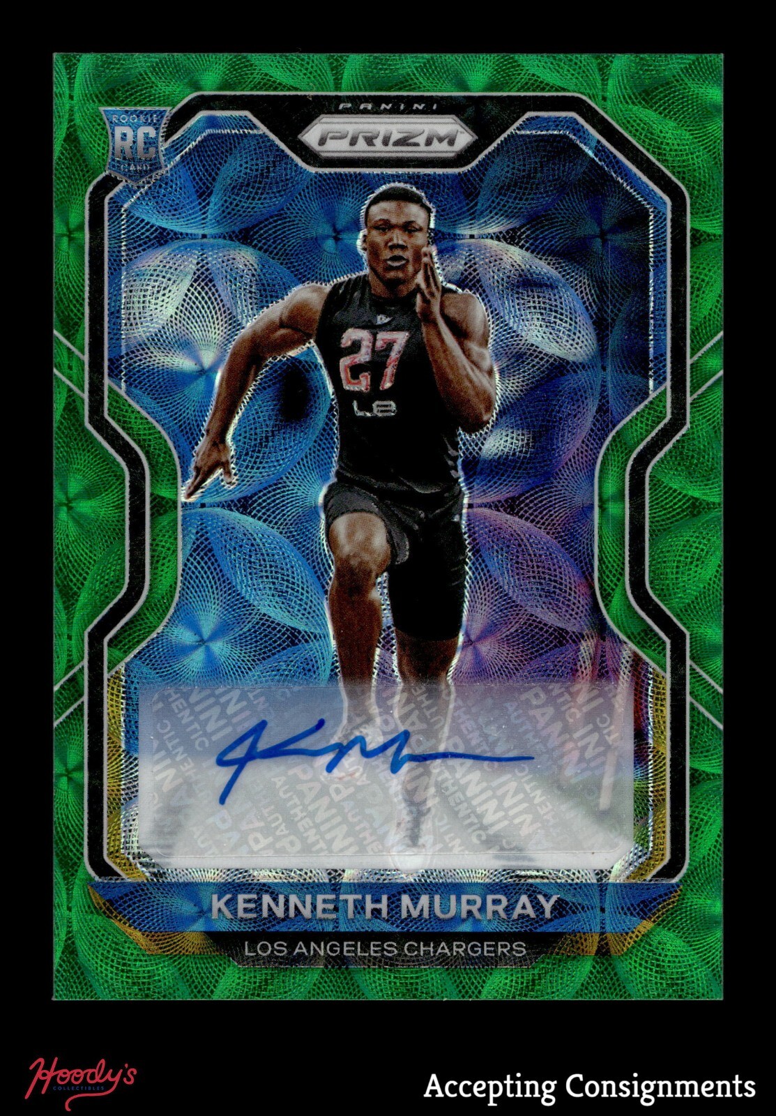 2020 Panini Prizm Green Scope #327 Kenneth Murray RC ROOKIE AUTO 02/75