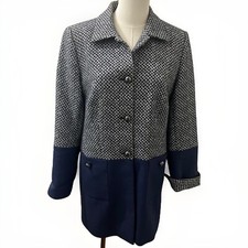 Nicole Miller for Mary Kay Women's Blazer Size 8P Tweed Navy 3 Button Career