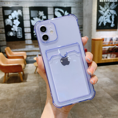 Clear Soft Gel Case Cover With Card Slot For iPhone 15 14 13 12 11 Pro Max XR 7