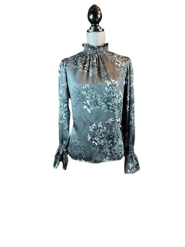 Vince Comuto NEU Damen seidig grau Blumenmuster Bluse Top Größe S