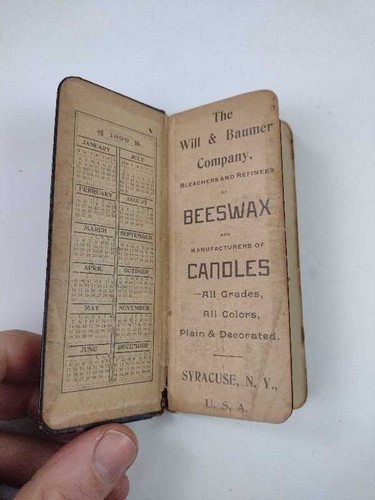 Kalender 1899 - Taschenwerbung Will & Baumer Candle Co mit Zetteln - Bild 4 von 7