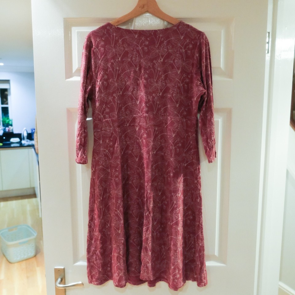 Seasalt Cornwall Kestrel Floral Dress UK 14 Pattern Jersey Midi Knee