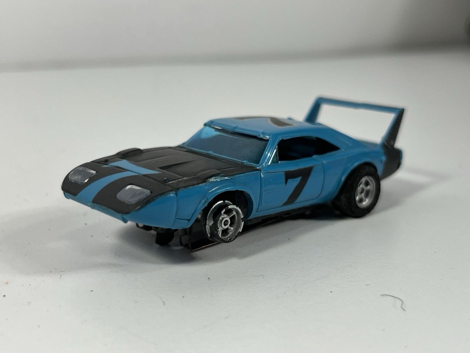 Aurora AFX Ho Slot Car No. 1753 Blue & Black #7 Dodge Charger Daytona Superbird