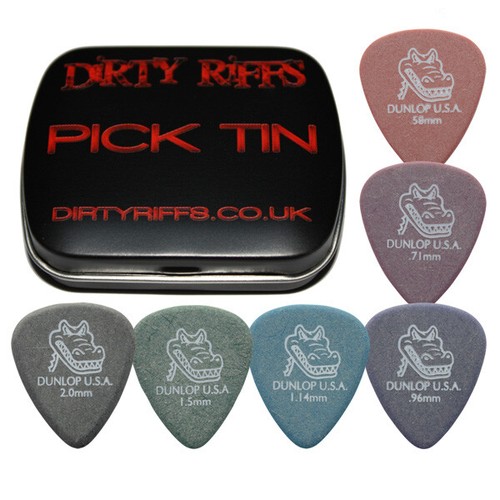 6 x Dunlop Gator Guitar Picks / Plectrums 1 Of Each Size In A Handy