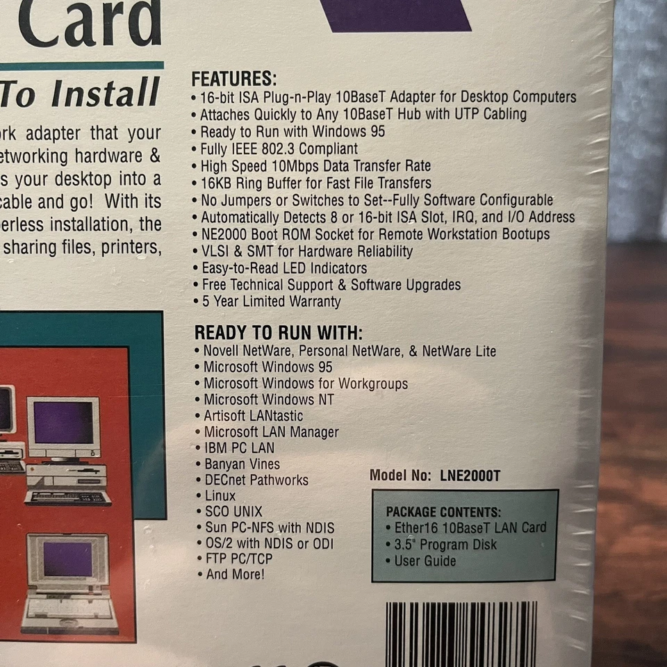 10BaseT ISA Network Card Linksys XTIDE Compatible 28-Pin EEPROM Socket NOS - Image 3 of 4