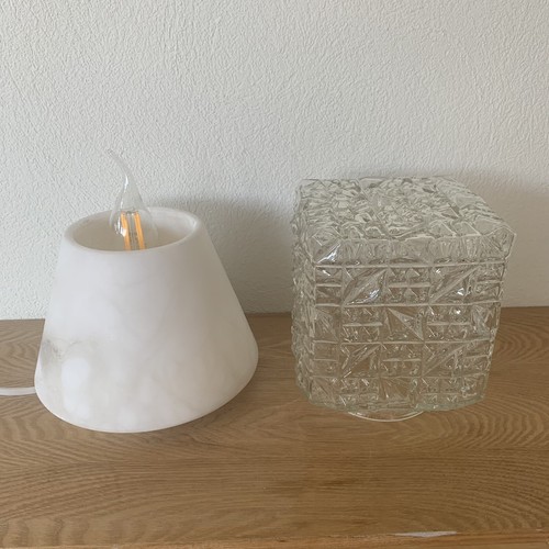 🔹Lampe Albâtre Verre Moulé Vintage Géométrique Minimaliste Postmoderne - Picture 7 of 17
