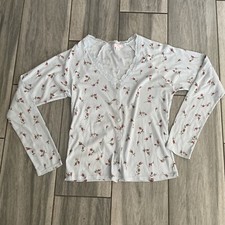 Women  s Victoria  s Secret Floral Roses Long Sleeve Night Shirt Sleepwear Medium
