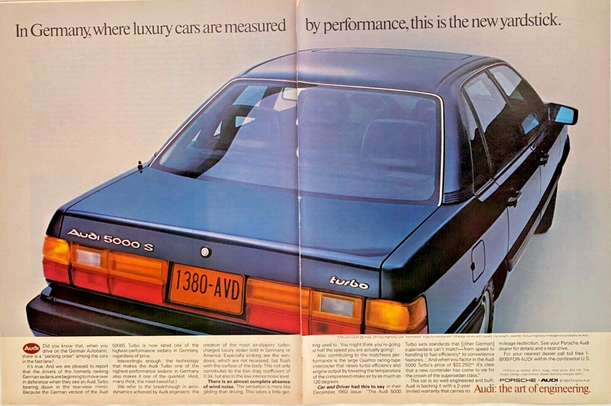 Audi 5000 S Turbo Vintage 1984 Print Ad | eBay