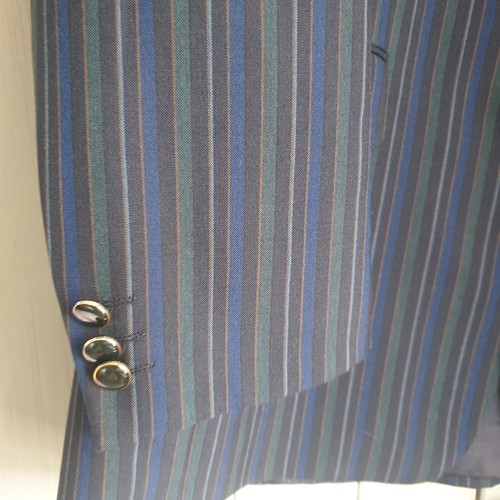 Vtg Brook Taverner Blazer Boating Jacket Sz 42 L Navy Green Black Stripe - Picture 2 of 8