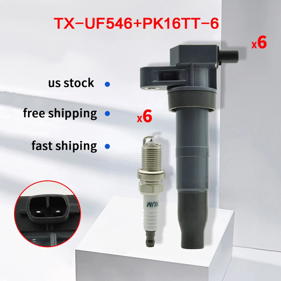 6 оригинальных катушек зажигания + 6 иридиевых свечей зажигания для Hyundai Santa Fe Kia V6 UF546 - Изображение 4 из 4