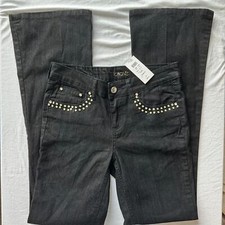 Vintage NWT Cache Jeans Y2K 2000s Black Embellished Flare Jeans